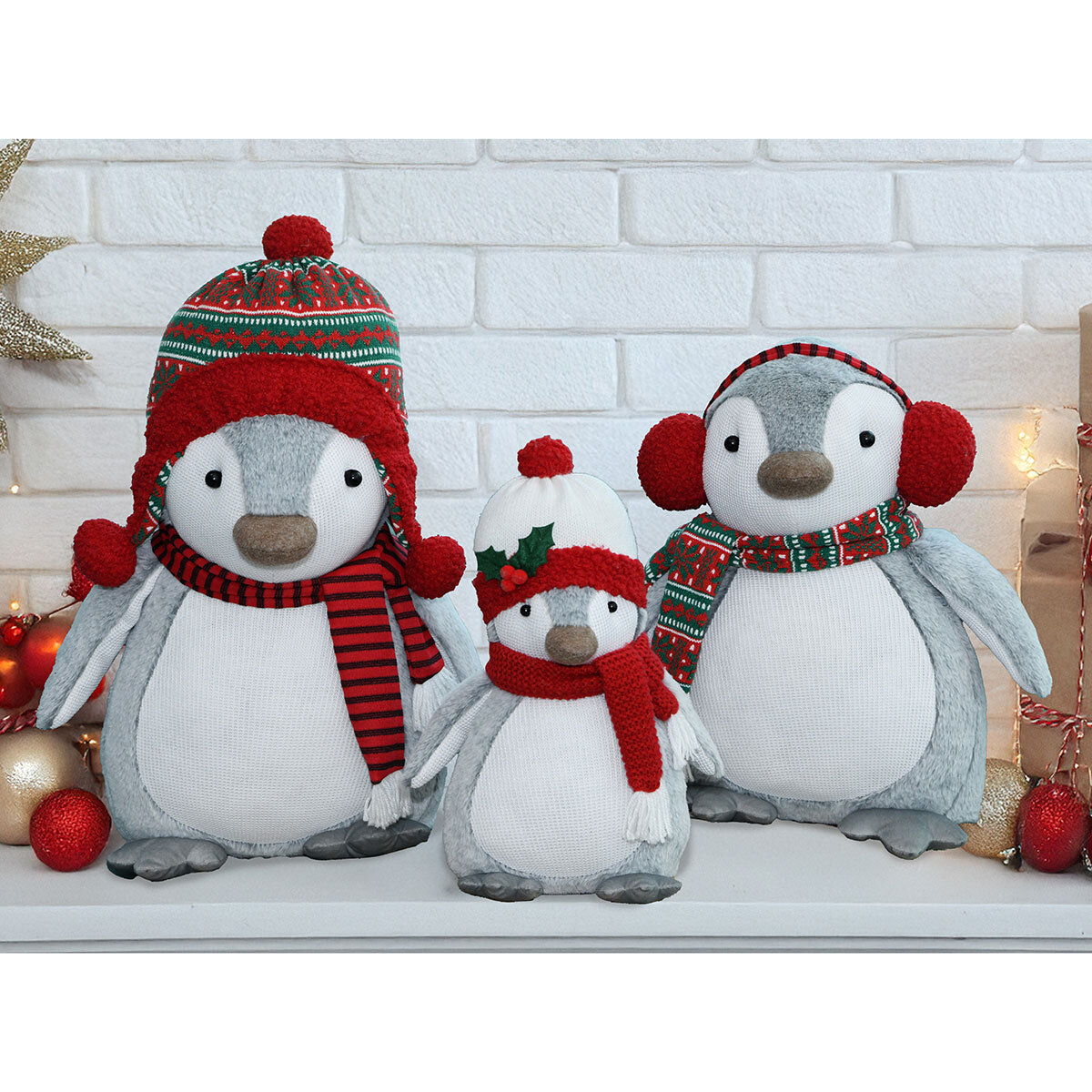 Plush Holiday Penguins - Set of 3