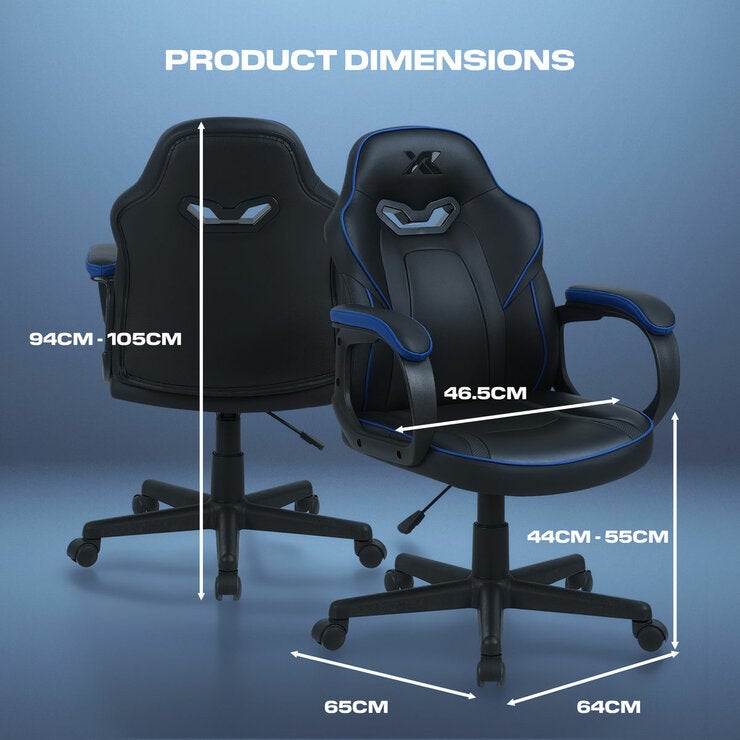 X Rocker Mythos Mid-Back Gaming Chair, Black/Blue