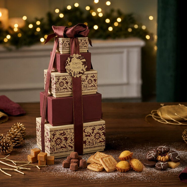 Lifestyle image of Festive Tower of Treats in Gold