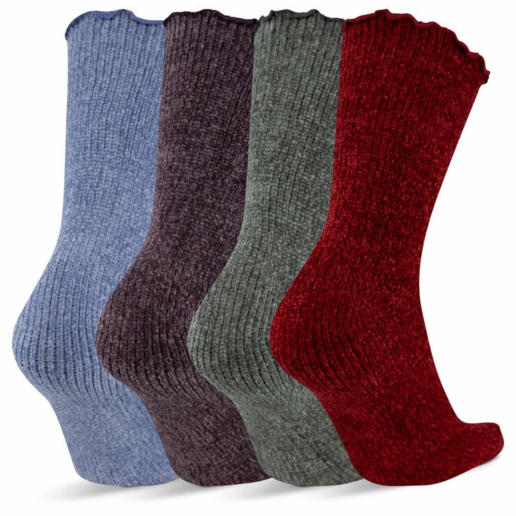 K Bell Ladies Chenille Socks, 4 Pack
