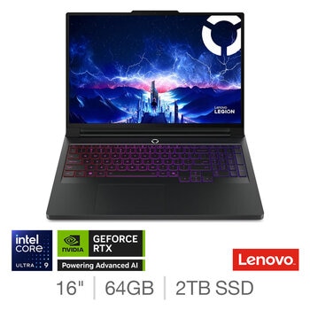 Lenovo Legion Pro 7, Intel Core Ultra 9, 64GB RAM, 2TB SSD, NVIDIA GeForce RTX 5090, 16 Inch, Gaming Laptop, 83F5000UUK