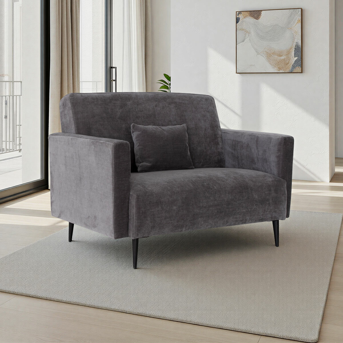 MOONAP Monroe Dark Grey Fabric Loveseat