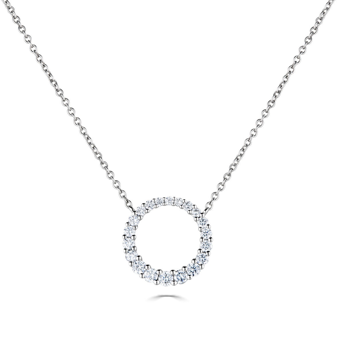 0.60ctw Round Brilliant Cut Diamond Circle Pendant , 18ct White Gold