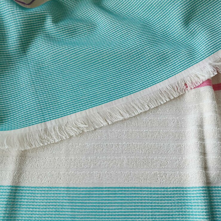 Made in Portugal 100% Cotton Blue & Pink Beach Towel Made in Portugal 100% Cotton Blue & Pink Beach Towel