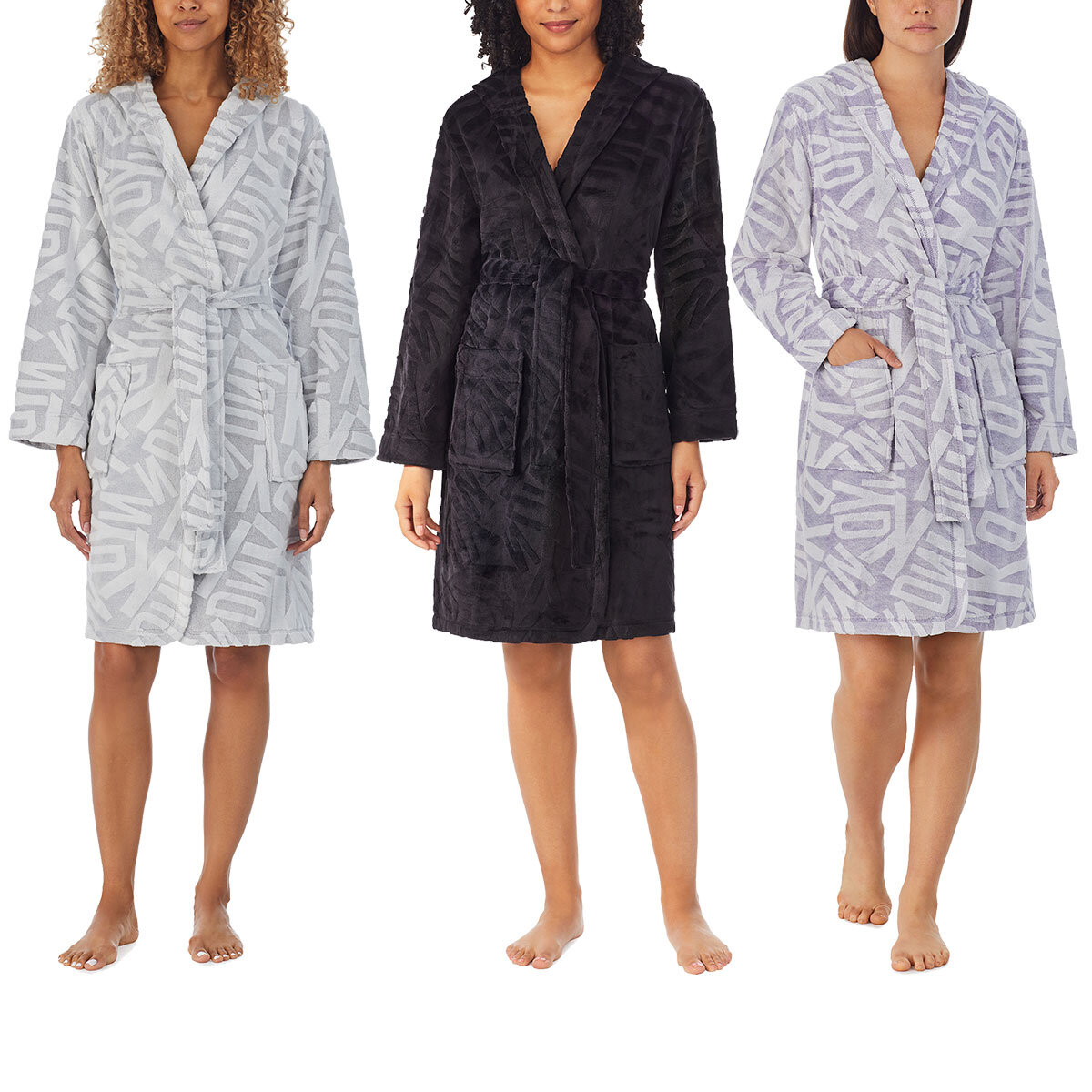DKNY Notch Collar Silky Plush Robe in 2 Colours u0026 2Sizes ...