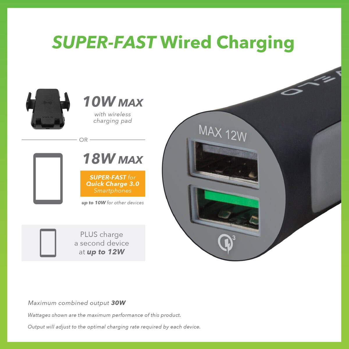 Buy Veld Wireless Car Charger with Super Fast in Car Charger USB Port x 2 at Costco.co.uk