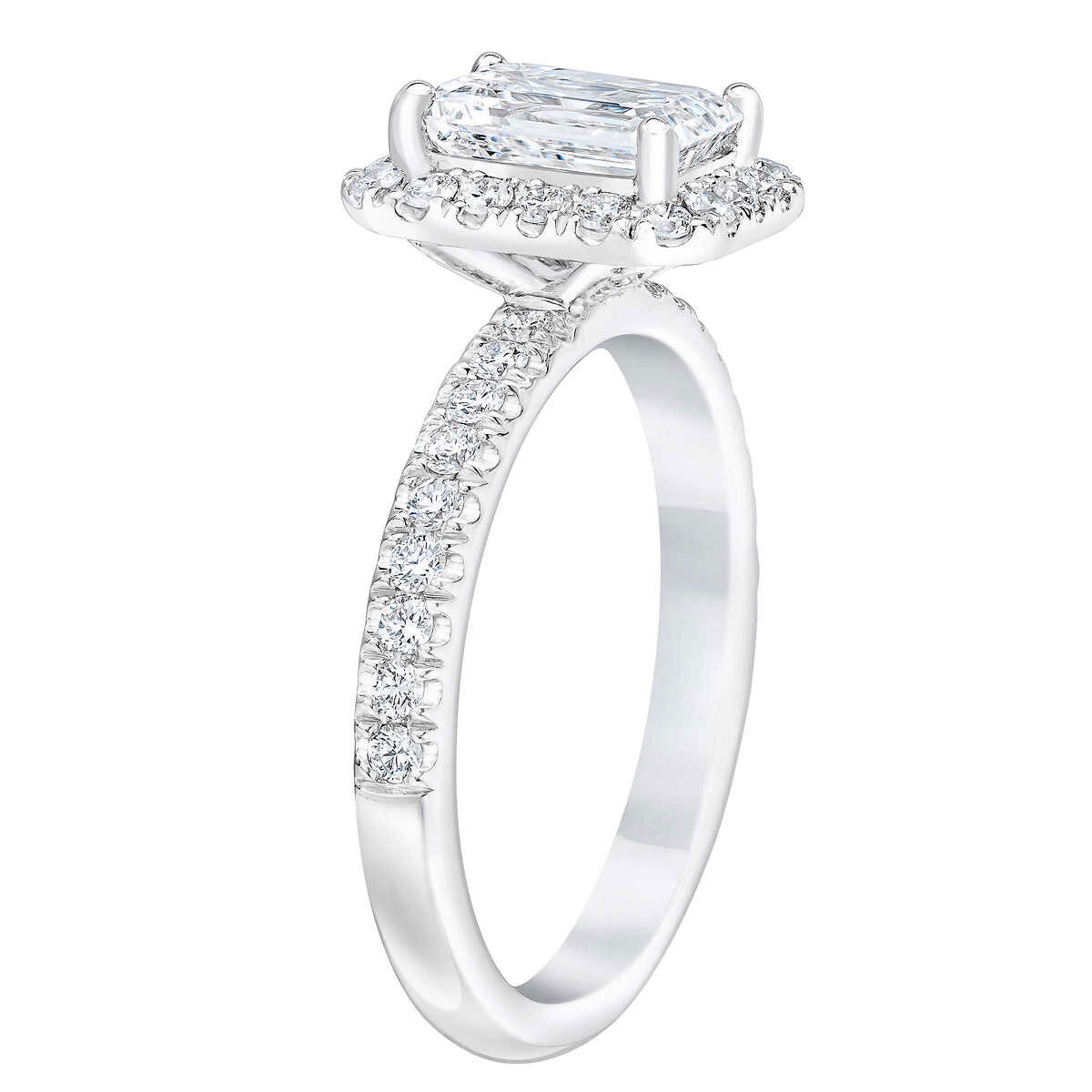 2.65ctw Emerald Cut Diamond Halo Ring, Platinum