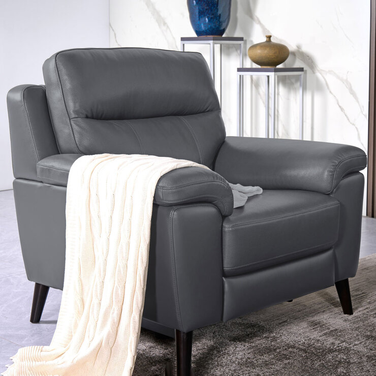 Grace Dark Grey Leather Power Reclining Armchair