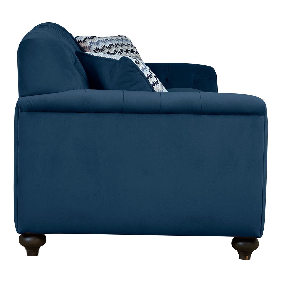 Avante Button Back 4 Seater Velvet Sofa with 2 Accent Pillows, Indigo