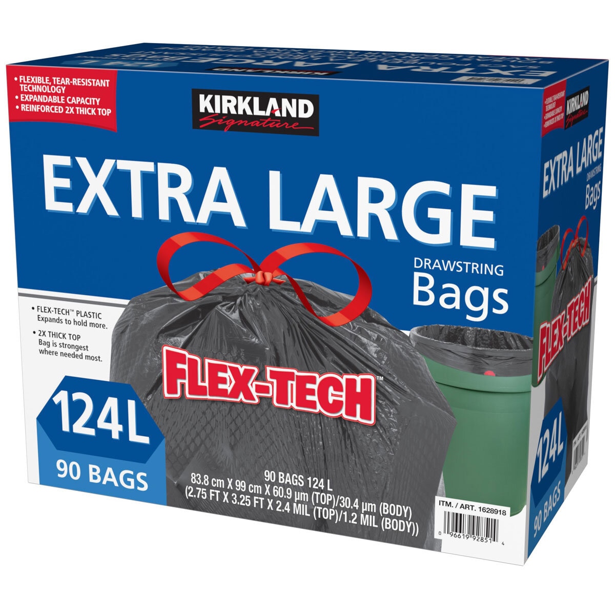 Kirkland Signature Flex-Tech 33-Gallon Trash Bag, 90-count