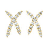 0.34ctw Round Brilliant Cut Diamond X-Shape Earring, 14ct Yellow Gold