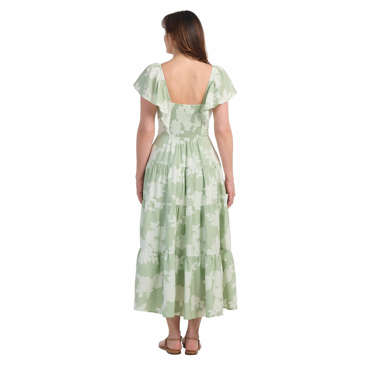 Dalia Ladies Tiered Maxi Dress in Green