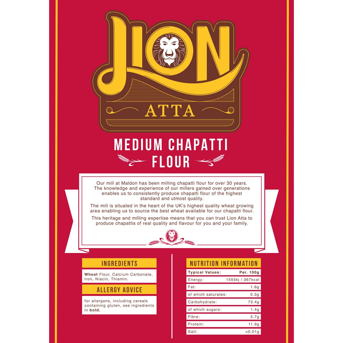 Lion Atta Medium Chapatti Flour, 10kg