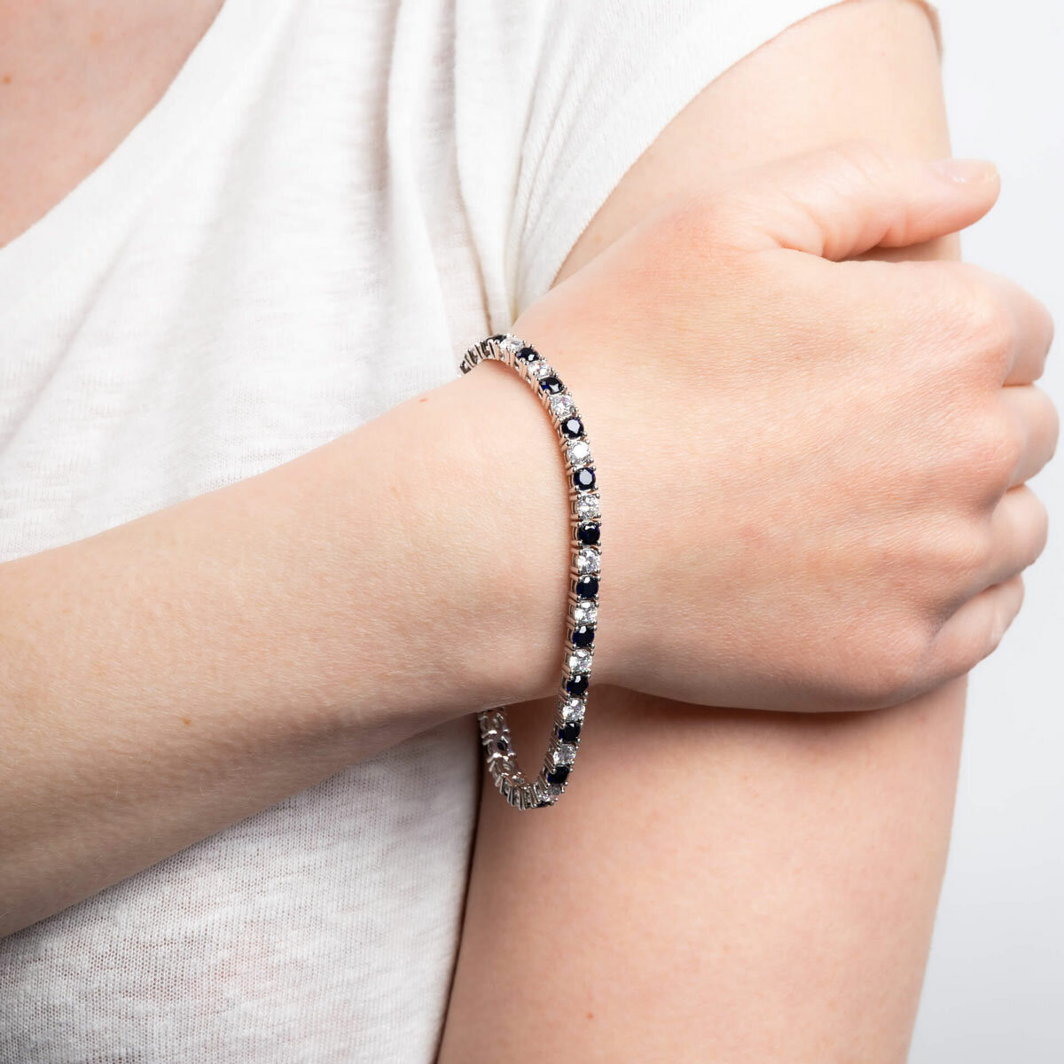 Diamonfire two tone Blue Zirconia Tennis Bracelet