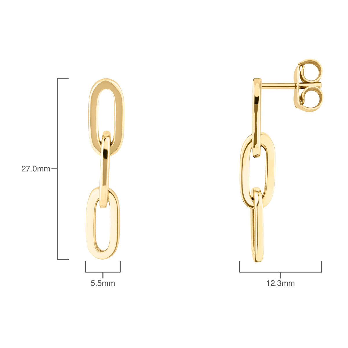 14ct Yellow Gold Paperclip Link Earrings