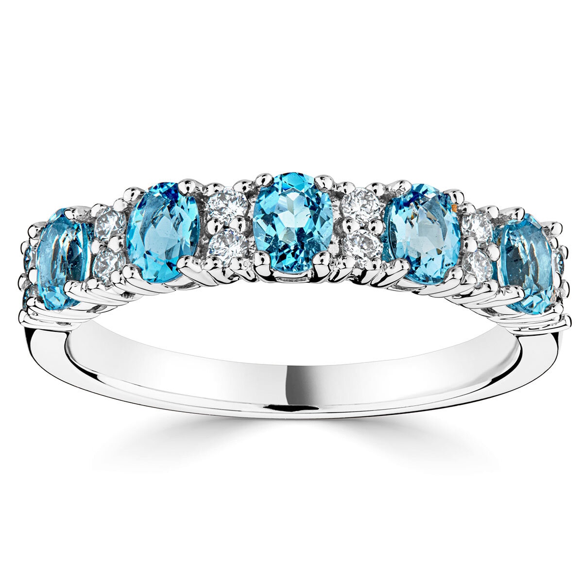 Costco UK Oval Cut Topaz 0.18ctw Diamond Ring 18ct