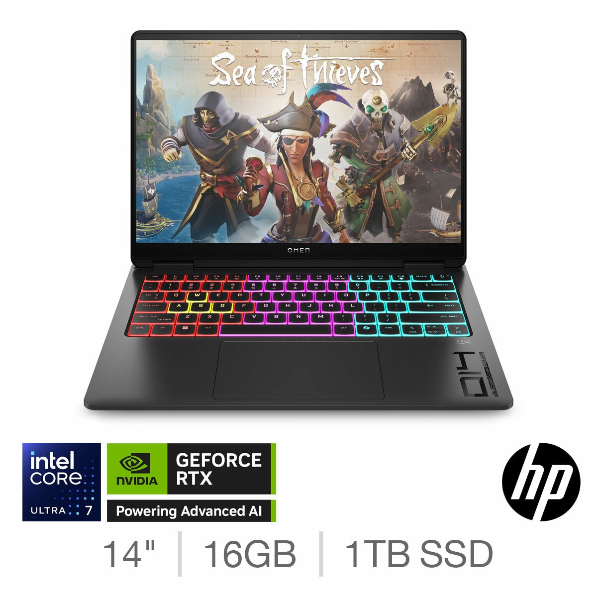 HP Omen Transcend, Intel Ultra7 , 16GB RAM, 1TB SSD, 14 Inch gaming Laptop, 14-fb1001na