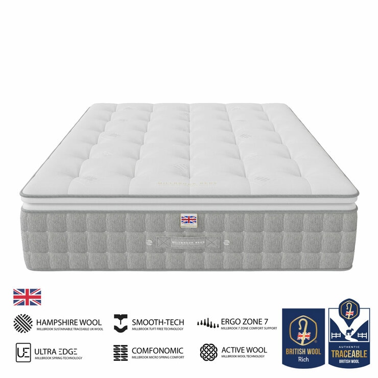 Millbrook Natural Luxury 11,000 Pillowtop Mattress, 2 Firmness Ratings in 5 Sizes