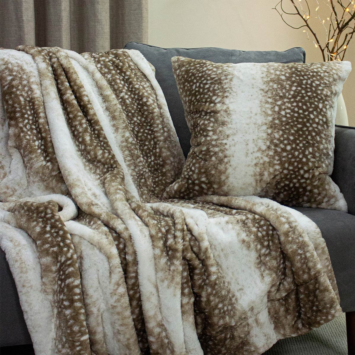 Fawn Faux Fur Throw, 130 x 180 cm Costco UK