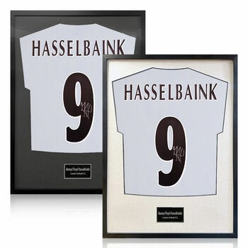 Jimmy Floyd Hasselbaink Signed Framed Leeds Football Shirt in 2 Options: White or Black