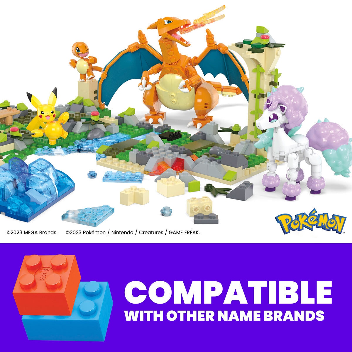 Playset MEGA Pokemon Discoveries Building 7 Figures Set 884 Pieces