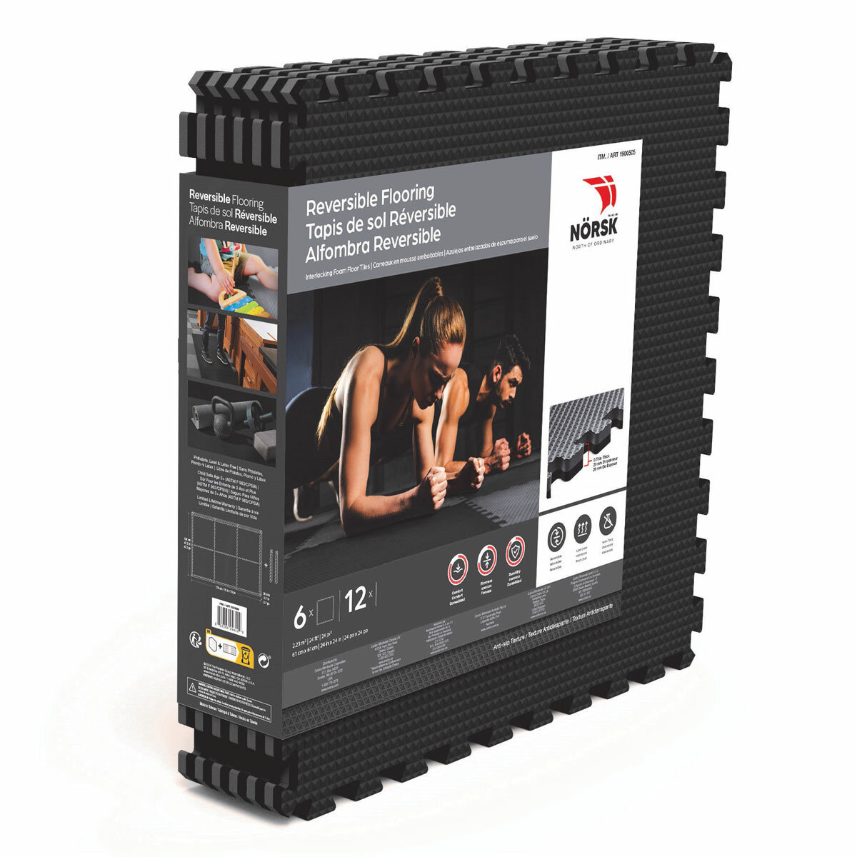 Norsk Reversible Foam Flooring, 6 Pack - 61 x 61cm (Total of 2.23m² Per Pack)