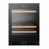 Hisense RW3N122GSLF, 46 Bottle Freestanding, Dual Zone Wine Cooler in Black
