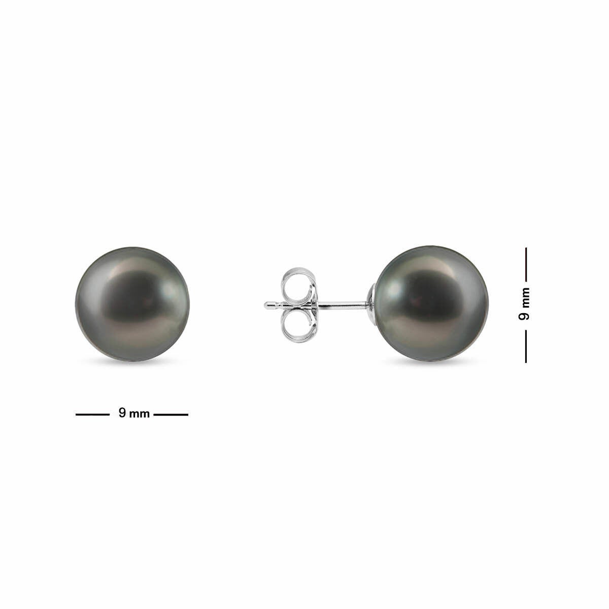 9-9.5mm Cultured Tahitian Pearl Stud Earrings, 14ct White Gold