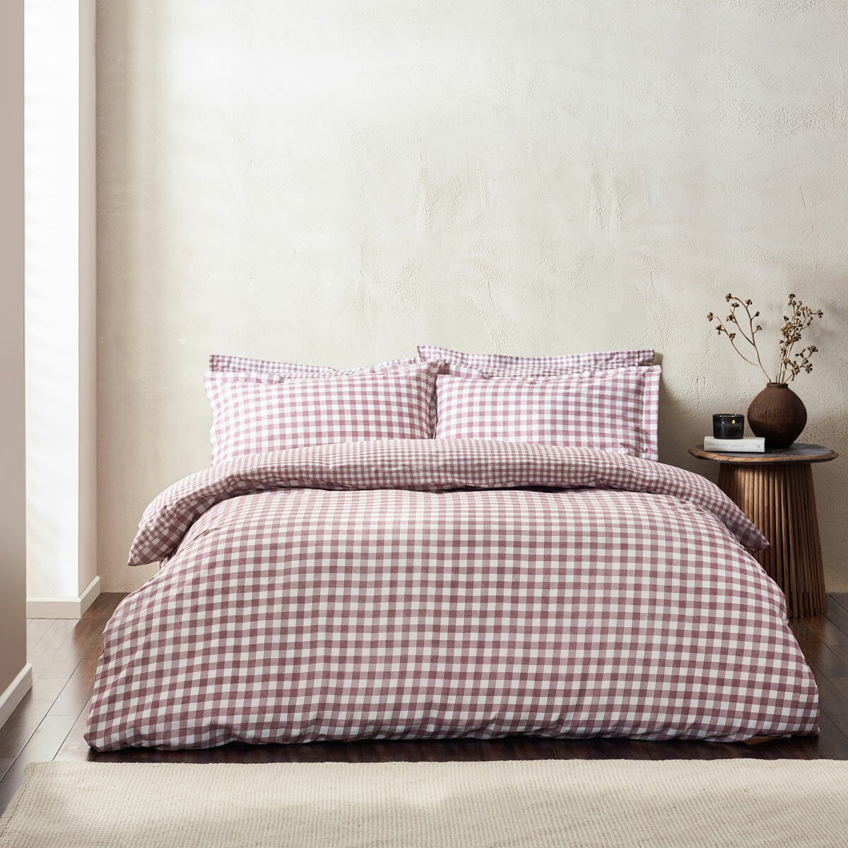 Yard Barton 100% Cotton Berry Gingham Duvet Cover Set in 4 Sizes