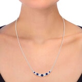 Round Cut Blue Sapphire & 0.37ctw Diamond Necklace, 18ct White Gold
