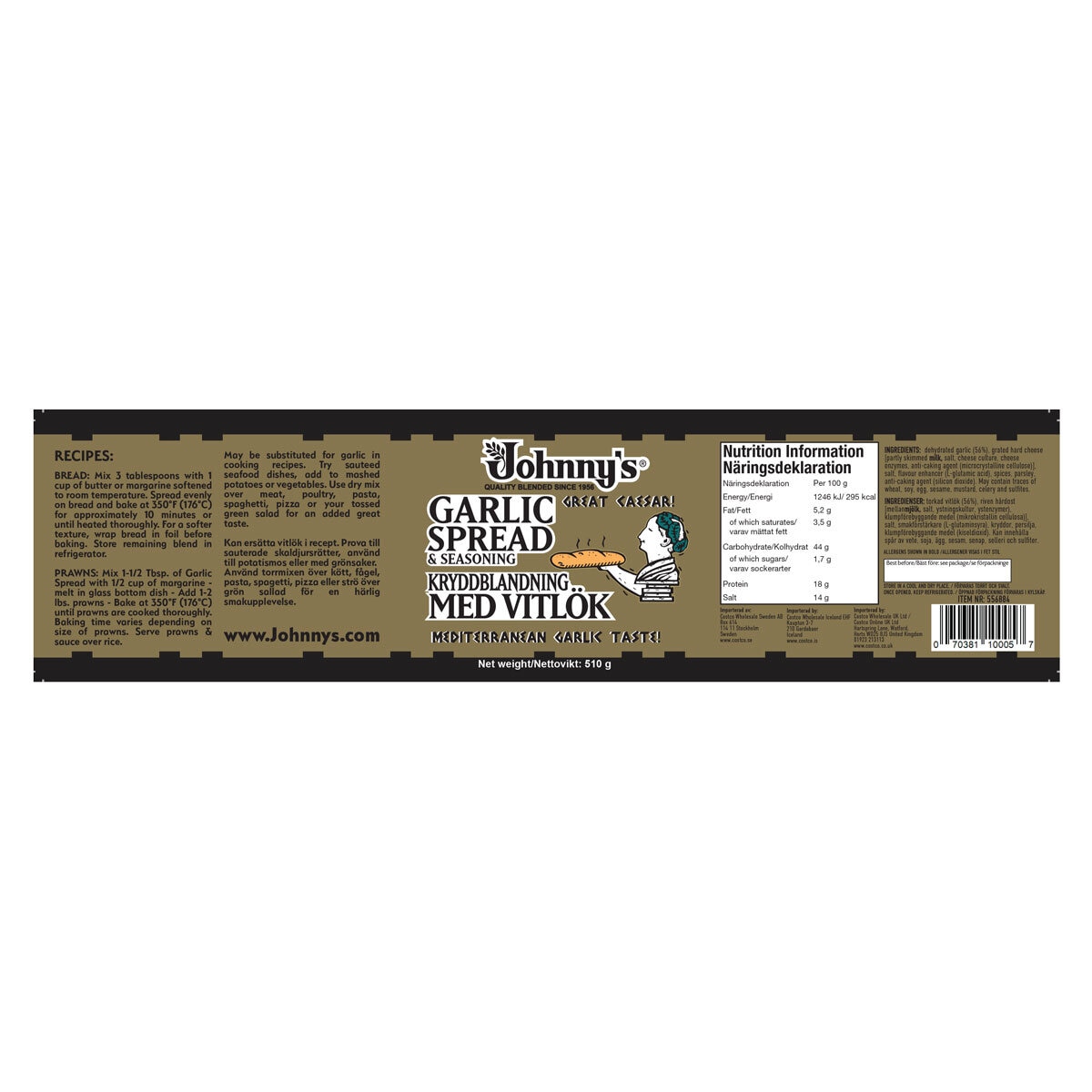 Johnny's Garlic Spread & Seasoning, 510g