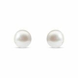 8-8.5mm Cultured Freshwater White Pearl Earrings, 14ct Yellow Gold 8-8.5mm Cultured Freshwater White Pearl Earrings, 14ct Yellow Gold