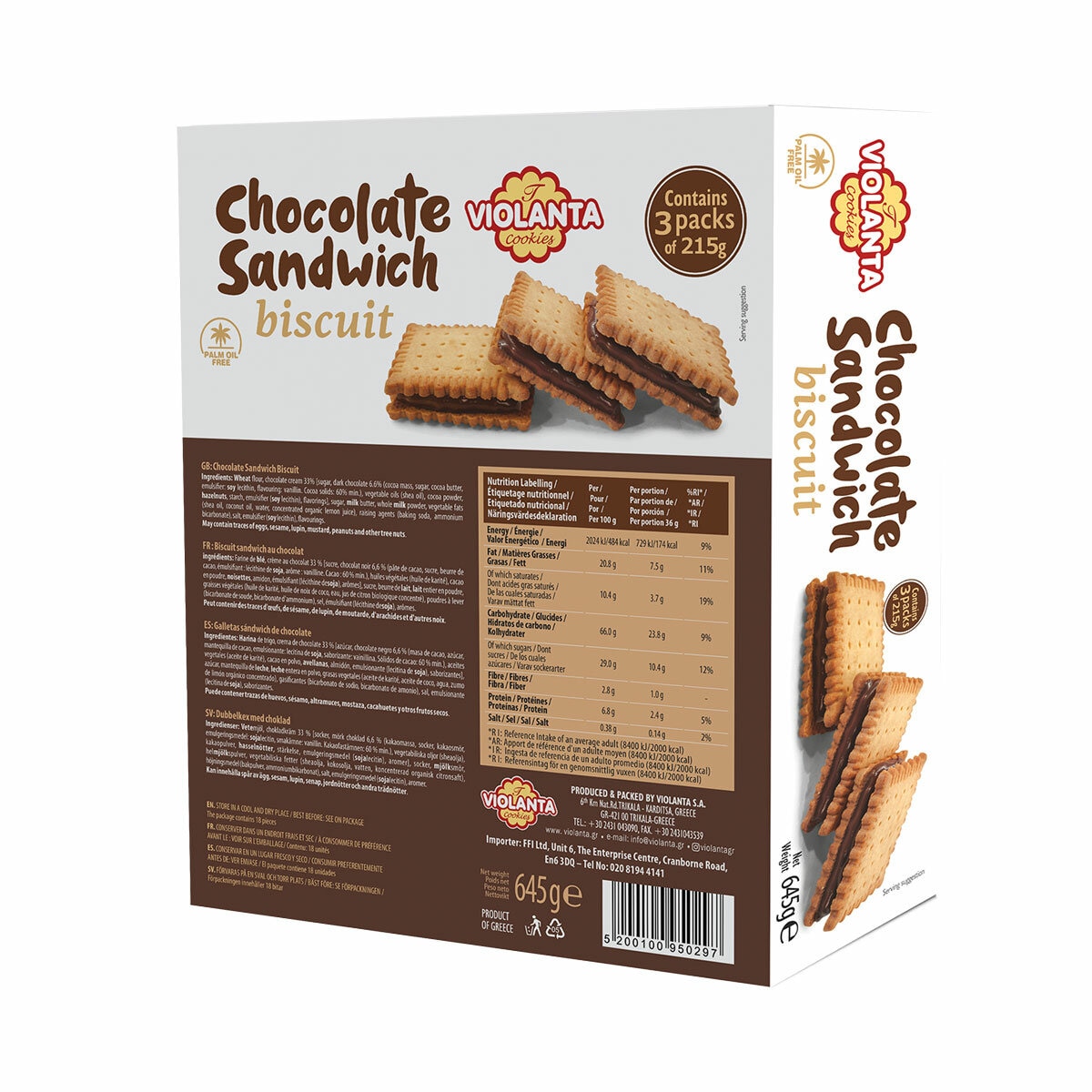 Violanta Chocolate Sandwich Biscuits, 645g