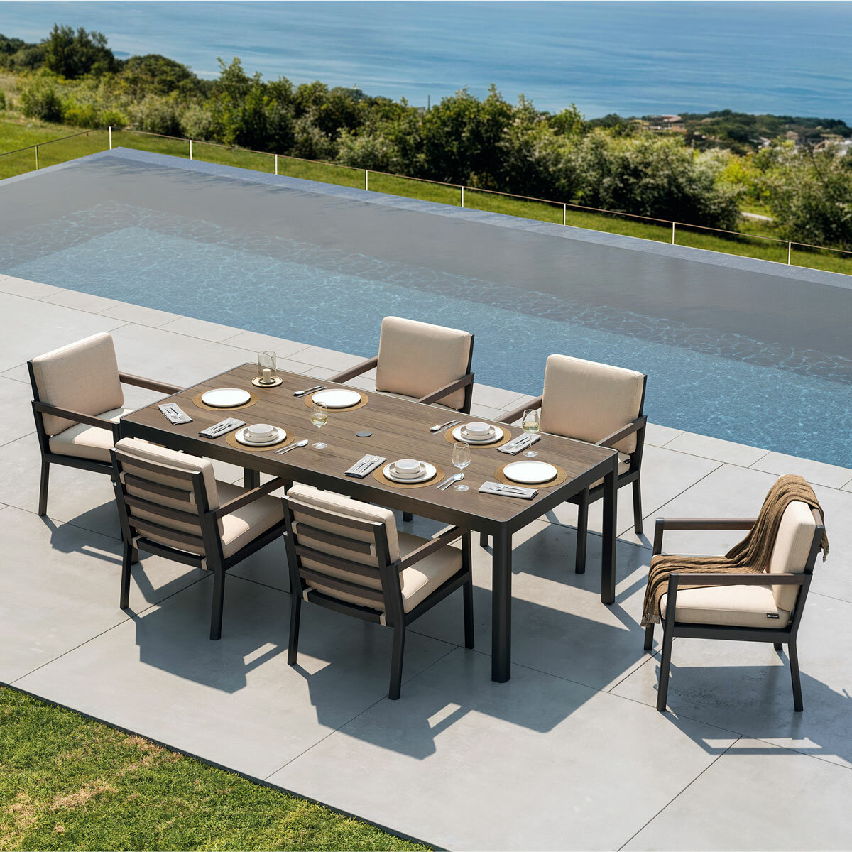 Mirador 7 Piece Deep Seating Dining Set + Cover