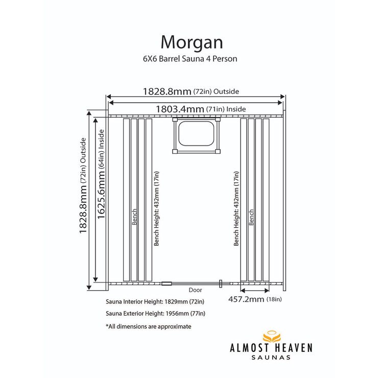 Almost Heaven 4 Person Barrel Steam Sauna Costco UK