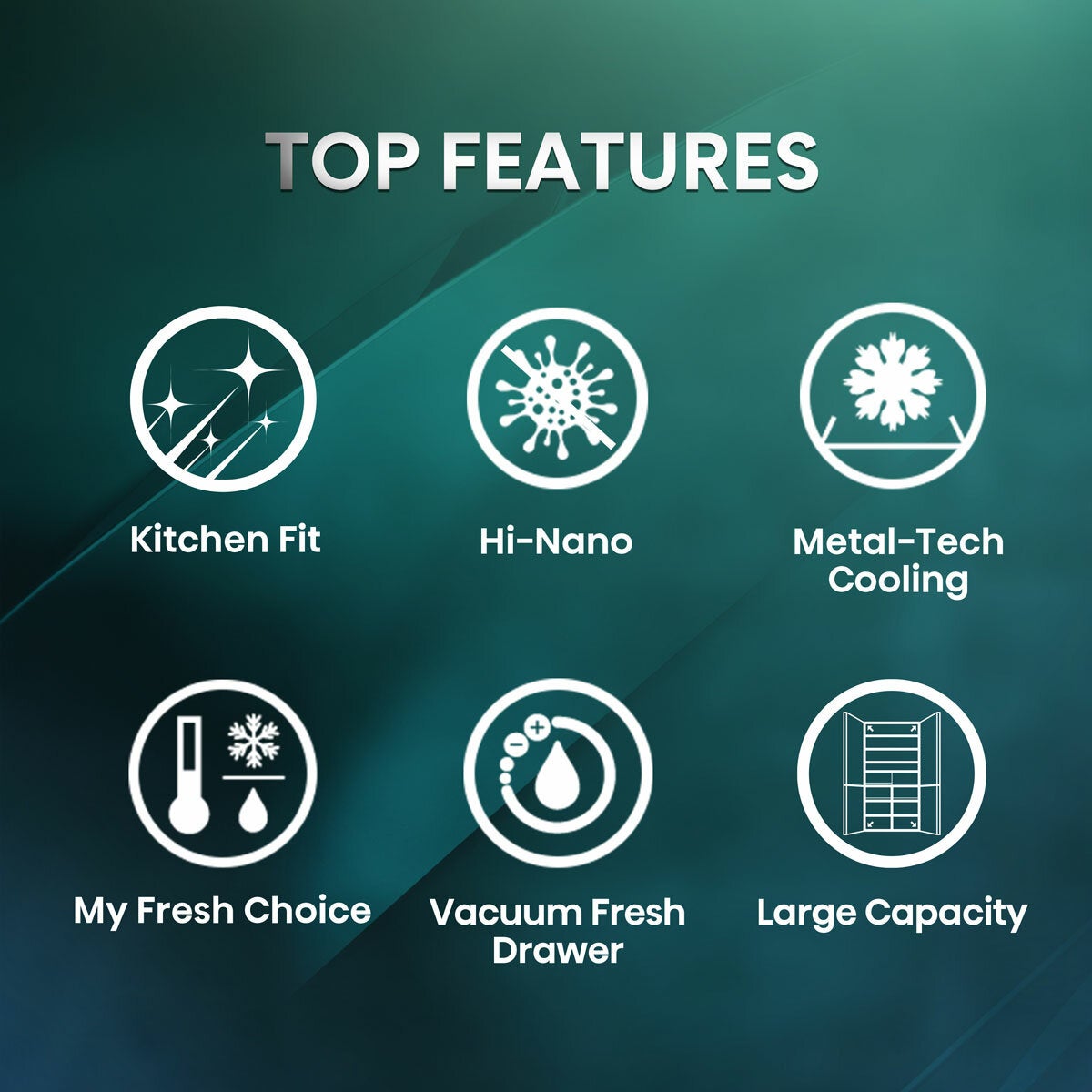 Hisense KitchenFit RQ768N4GVE, Non Plumbed Multidoor Fridge Freezer, E Rated In Silver Glass Hisense KitchenFit RQ768N4GVE, Non Plumbed Multidoor Fridge Freezer, E Rated In Silver Glass