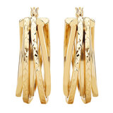 14ct Yellow Gold Diamond Cut Multi Hoop Earrings