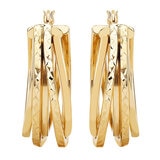 14ct Yellow Gold Diamond Cut Multi Hoop Earrings