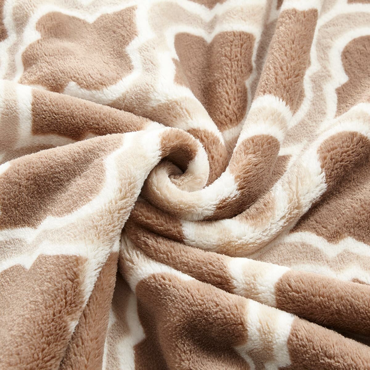 Monte & Jardin Printed Velvet Throw in Taupe Geo, 152 x 177 cm