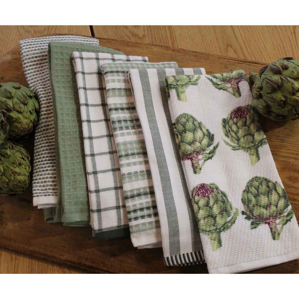 Caro Home 100 Cotton Kitchen Towels 8 Pack in Green C...