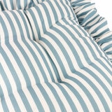 Wylder Millie Ruffle Blue Striped Indoor Outdoor Seat Pad 2 Pack, 40 x 40 cm