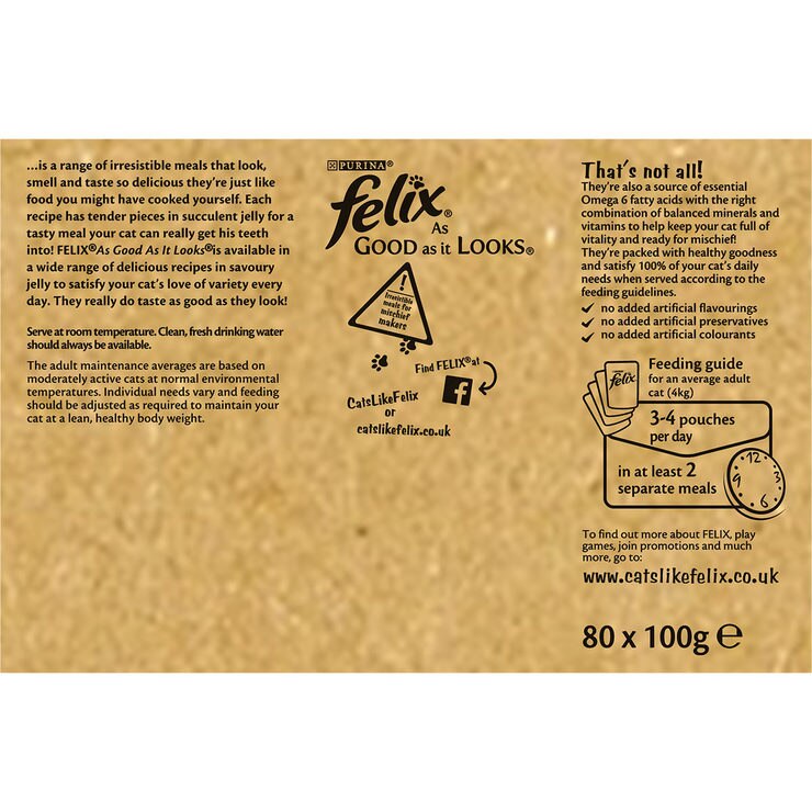 Felix As Good As It Looks Cat Food Fish and Poultry in Jelly 80 x 100g