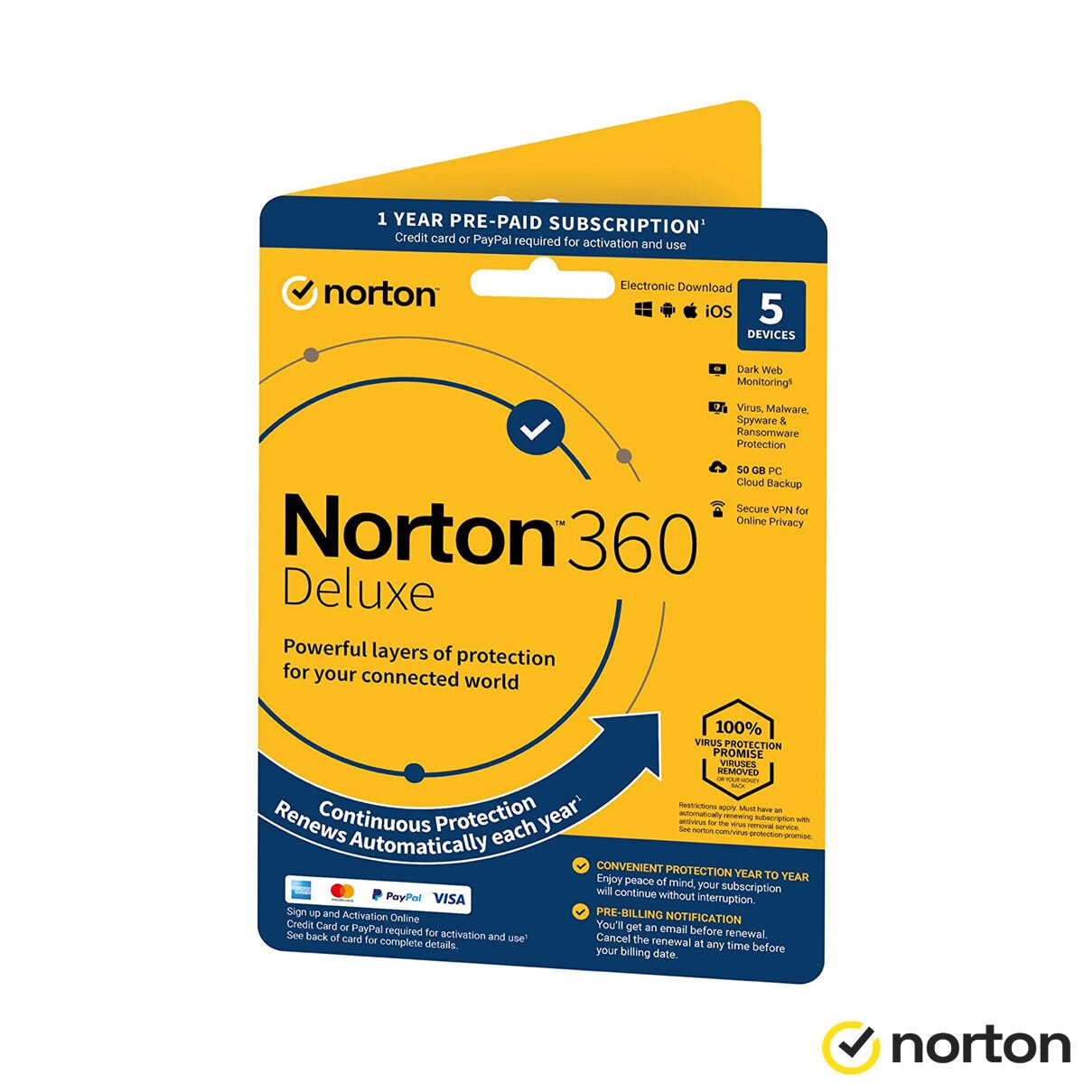 Norton 360 Deluxe, Antivirus Software for 5 Device and 1 Year Subscription with Automatic Renewal