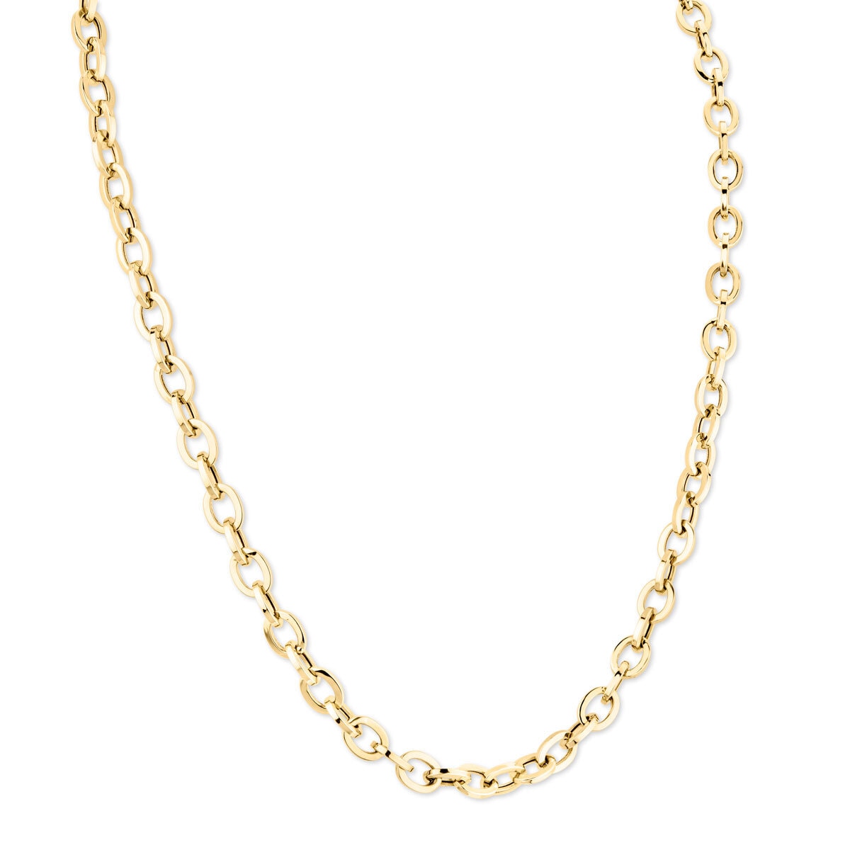 14ct Yellow Gold Oval Paperclip Chain Necklace