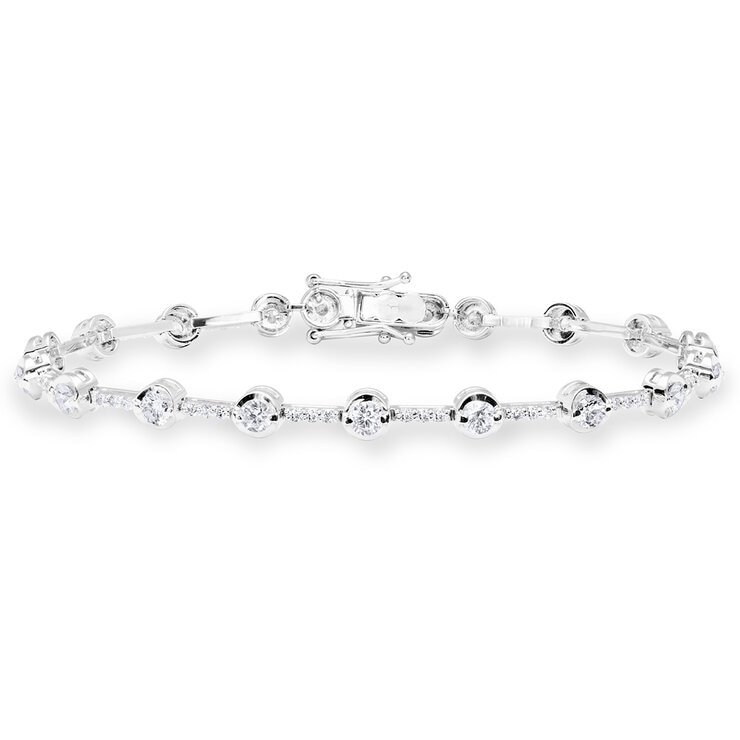 2.40ctw Round Brilliant Cut Diamond Bracelet, 18ct White Gold 2.40ctw Round Brilliant Cut Diamond Bracelet, 18ct White Gold