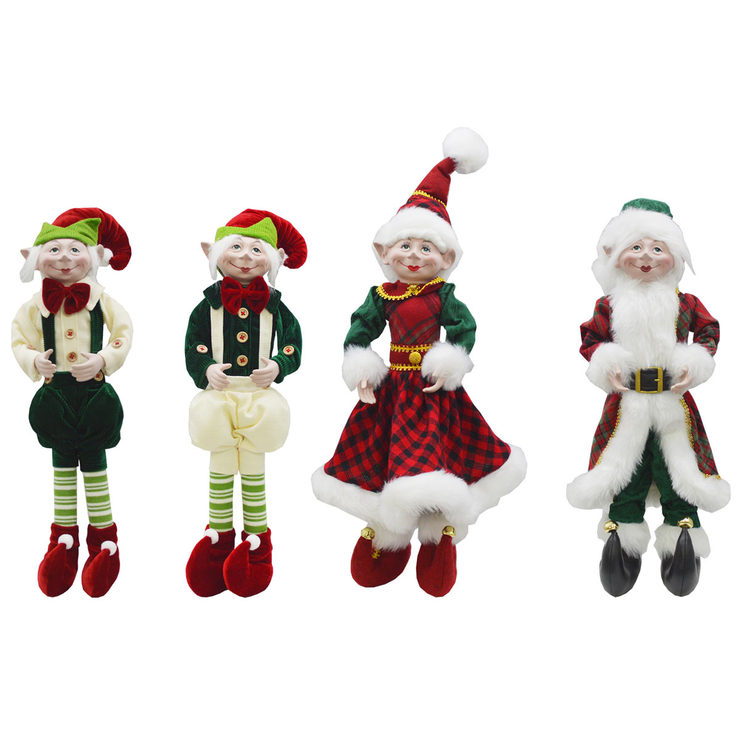 2 Pack Male /& Female Xmas decoration Indoor Decor Christmas 18” Fabric Elf