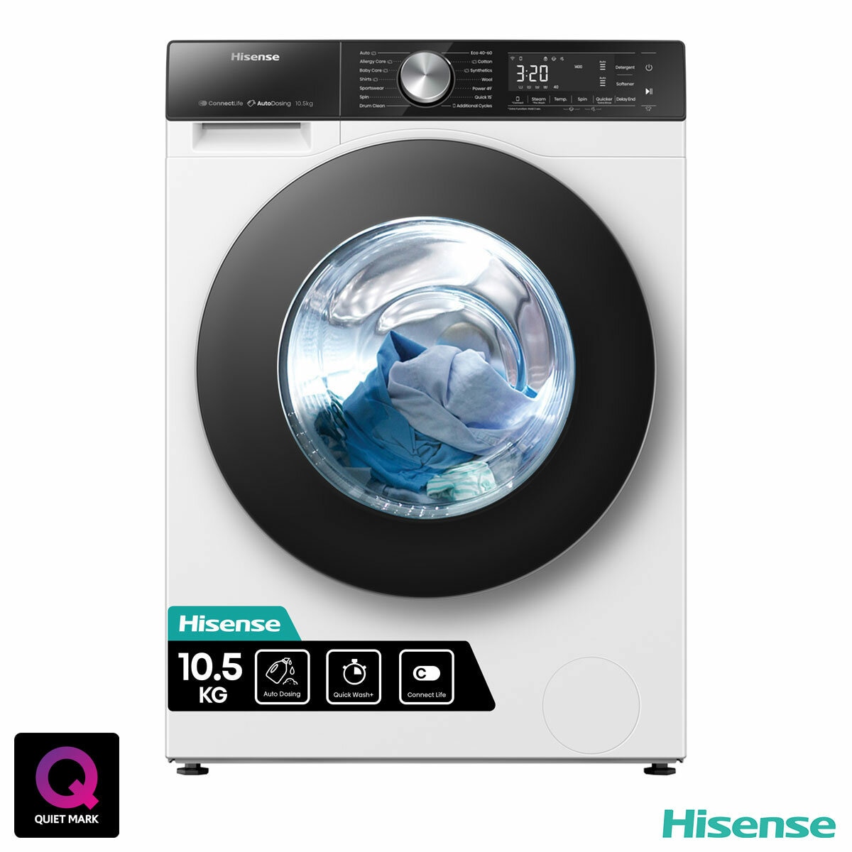 Hisense WF5S1045BW,10.5kg, 1400rpm, Washing Machine A Rated in White