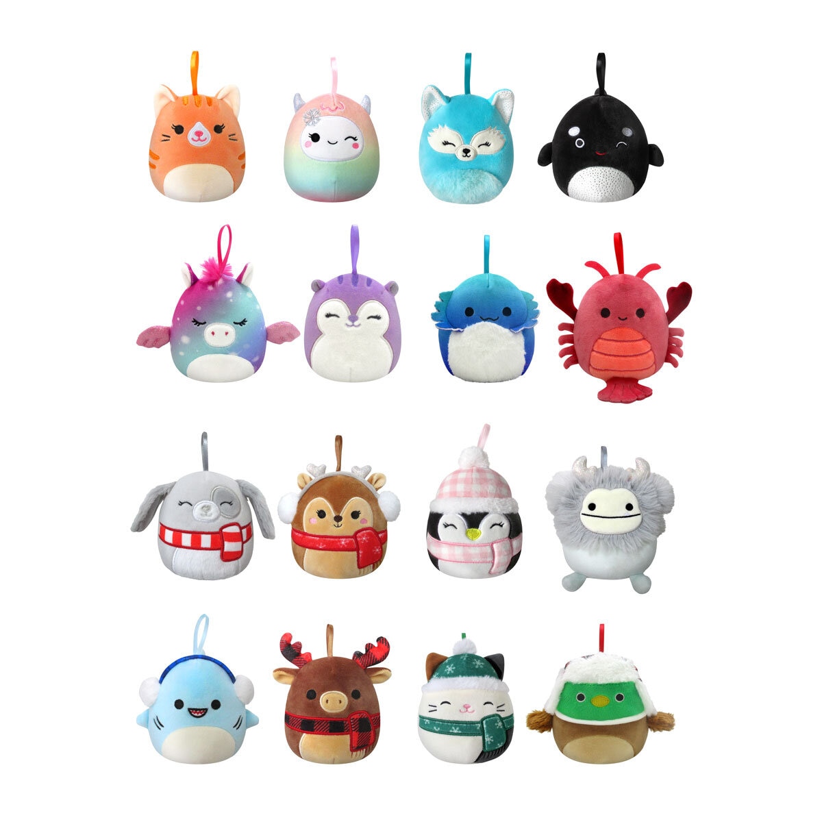 4 Inch (10.2cm) Squishmallow Christmas Squad Ornaments 