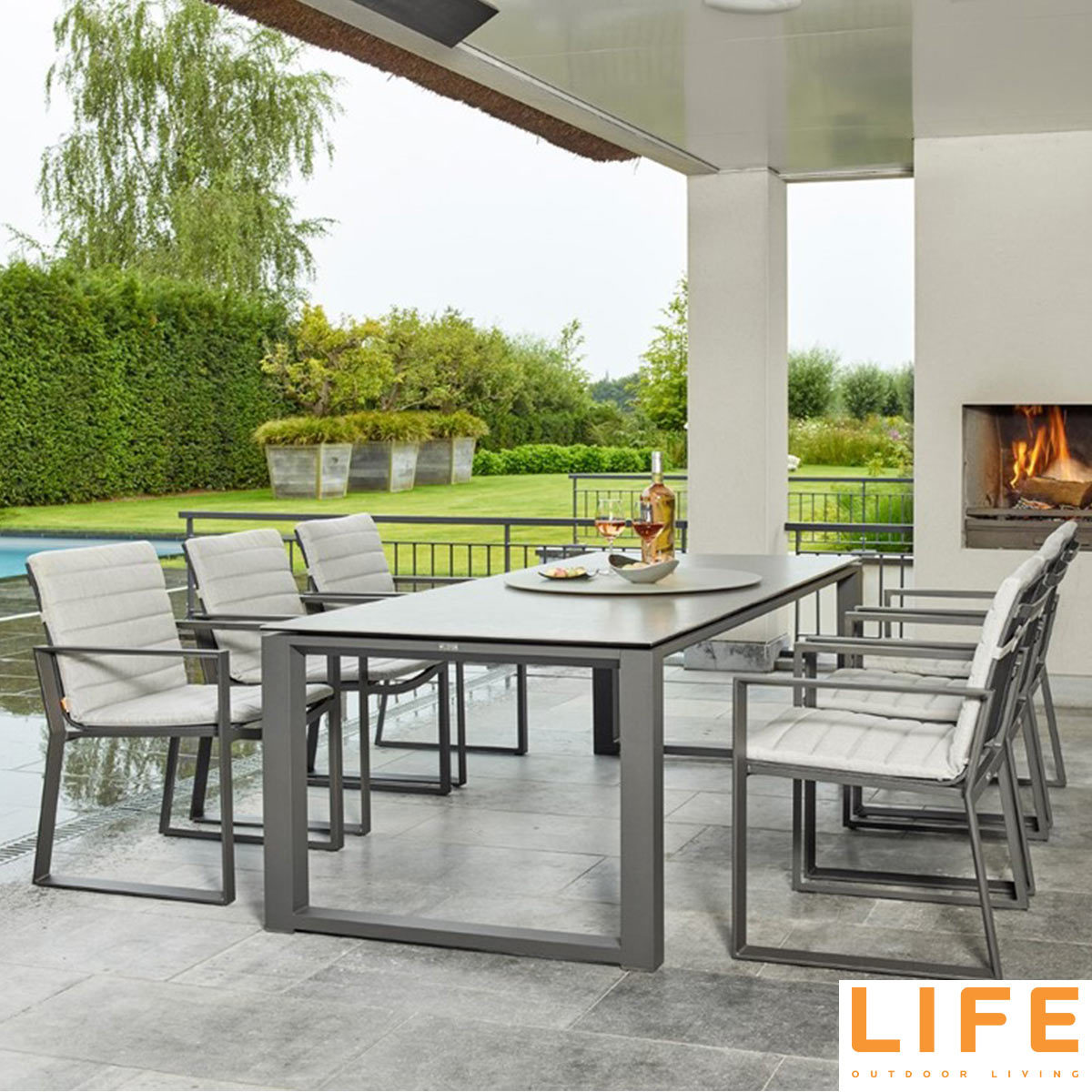 LIFE Outdoor Living Kiama 7 Piece Dining Set with Ceramic Dining Table