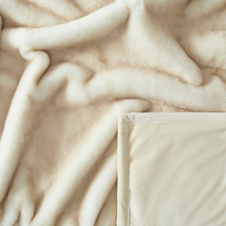 Mon Chateau Cream Faux Fur Throw, 152 x 177 cm